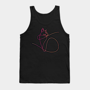 "Extraordinary Cat Poses: An Exploration of Minimalist Line Art Style in Clothing Design" Tank Top
